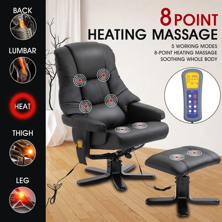 Full Body Massage Recliner Chair Heated 8-Point Black
