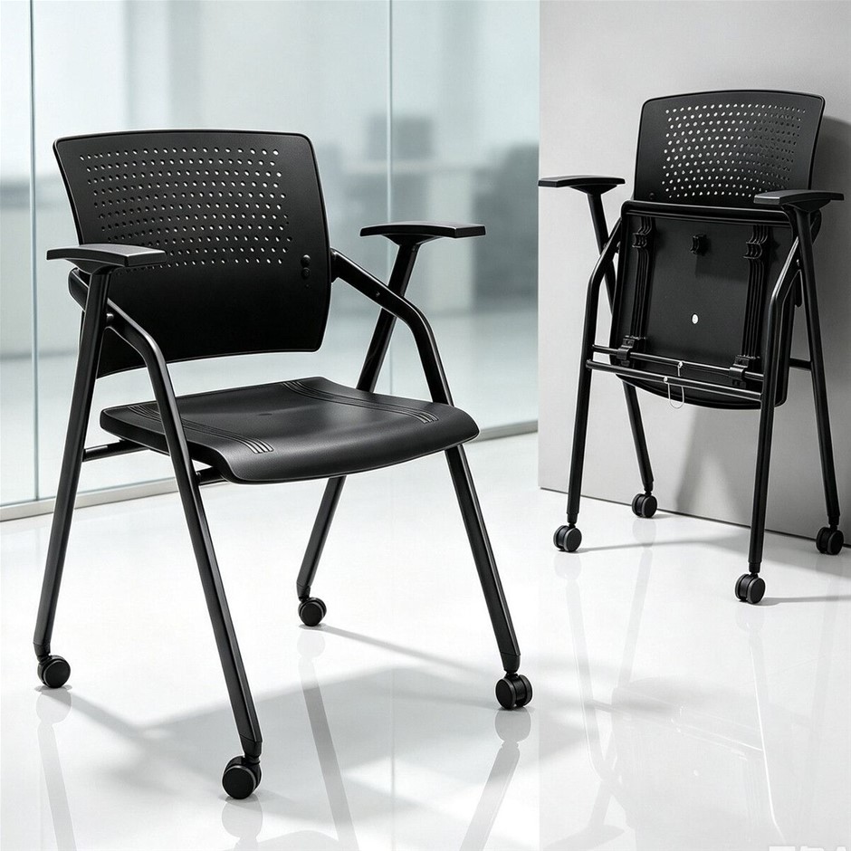 Wheeled Folding Office Chair Nesting Meeting Training Chair 200kg