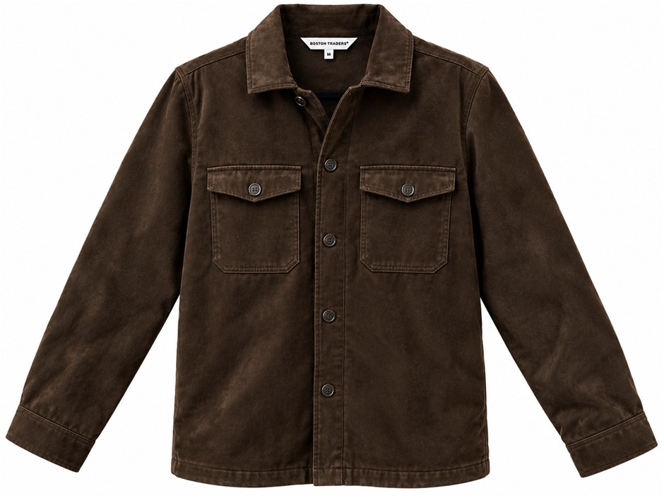BOSTON TRADERS Men's Faux Suede Jacket, Size M, 100% Polyester, Dark Espres