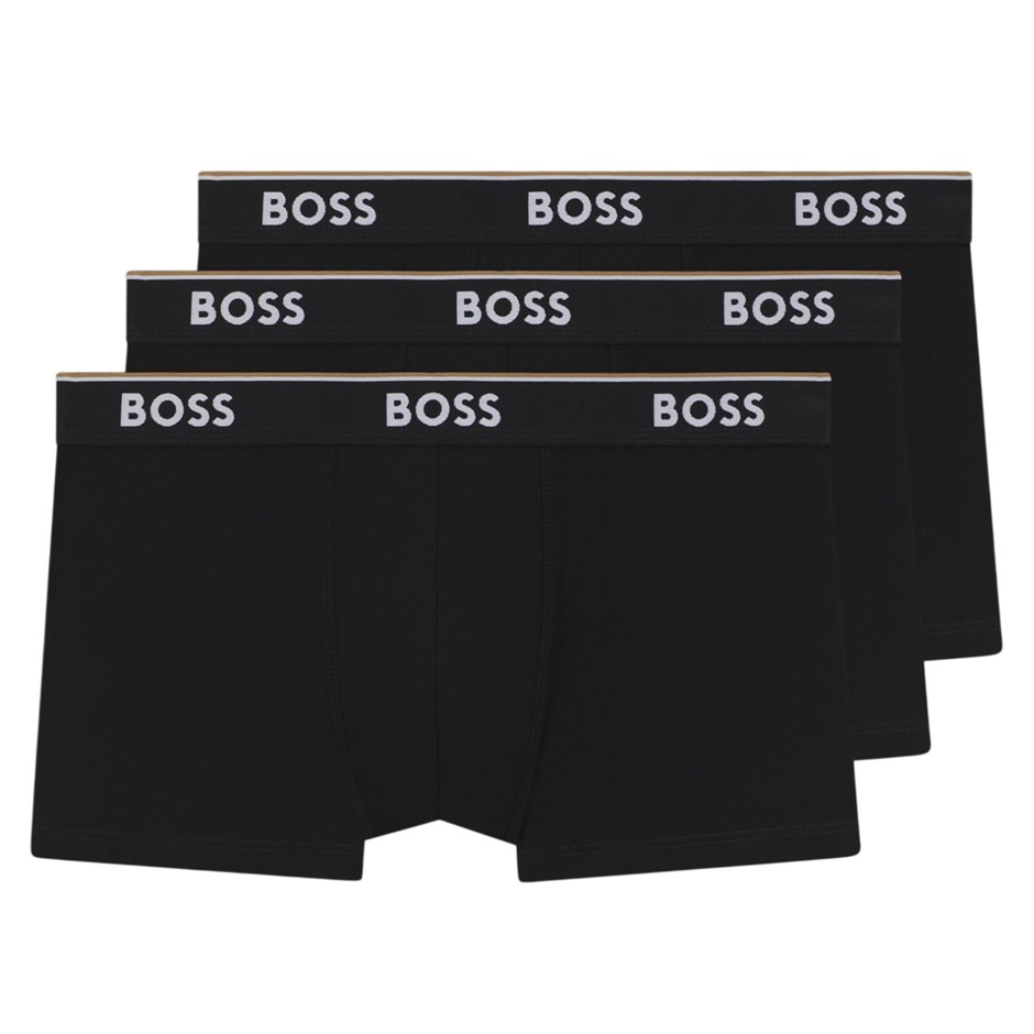BOSS Mens 3-Pack Multi Design Bold Logo Trunks, Bold Letters/Night/Black Gr