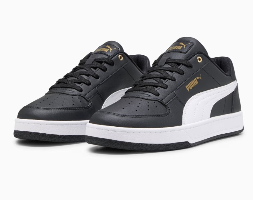 PUMA Caven 2.0 Sneaker, Black/White/Gold, Size US 9, EUR 42 NB: no box
