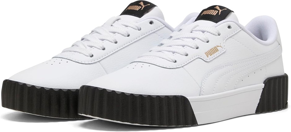 Puma Women's Carina 3.0 Sneaker, Puma White/Puma Gold/Puma Black, 7 US NB: