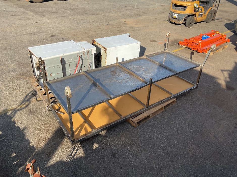 <p>Steel Bench and Two Industrial Washing Machines</p>