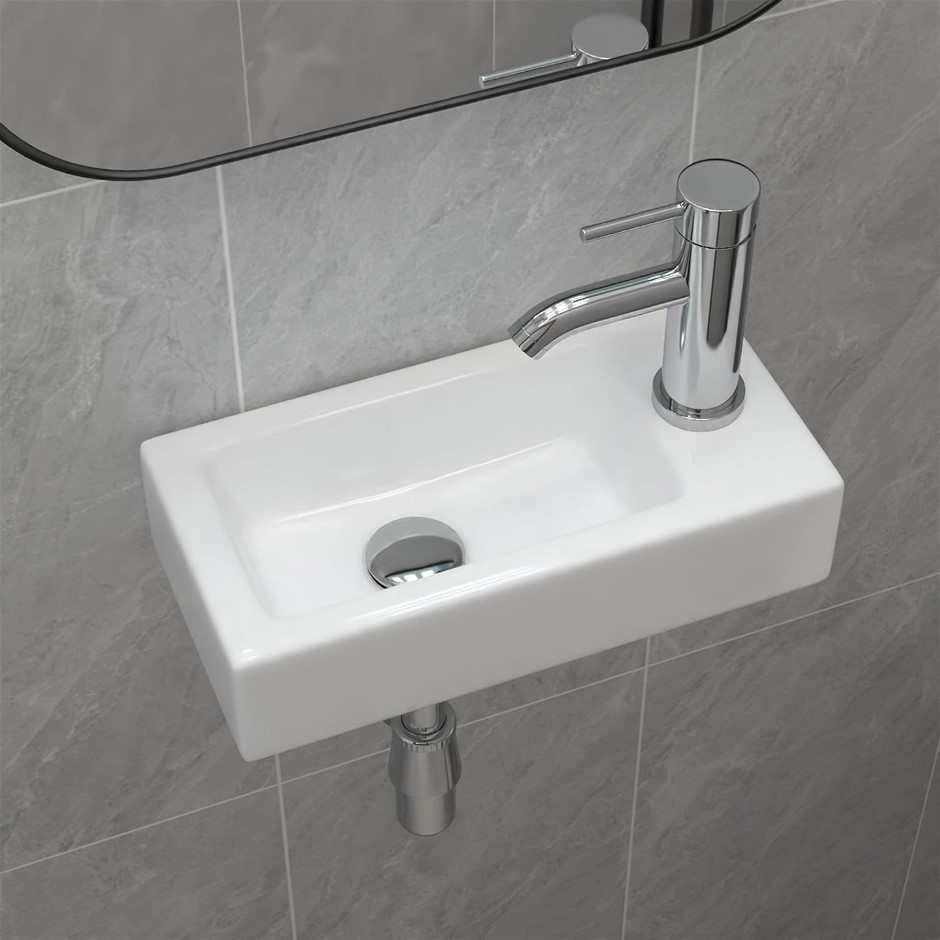 J-FAMILY 14.5'' x 7'' Small Wall Mount Sink Rectangle Porcelain Ceramic Min