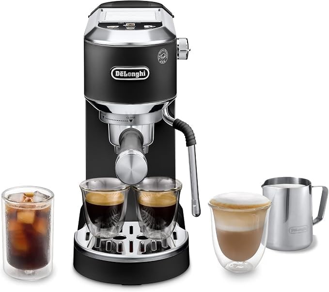 DELONGHI Dedica Duo Manual Espresso Coffee Machine, Black, EC890.BK. NB: Us