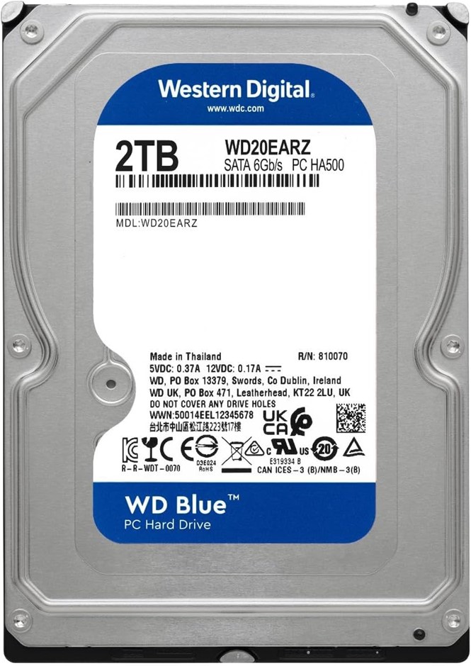 Western Digital 2TB WD Blue PC Internal Hard Drive HDD - 5400 RPM, SATA 6 G