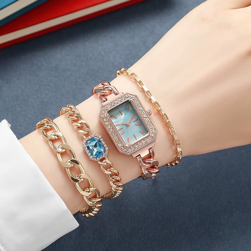 Luxury Women's 4PCS Watch and Braclets Set