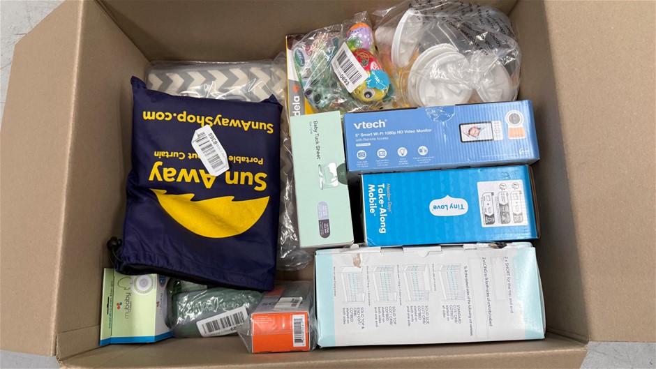 Assorted Box of Baby Items incl: Baby monitors and more.  Important Notic