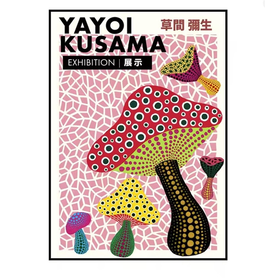 Yayoi Kusama 1998 "PINK MUSHROOMS" Canvas Print