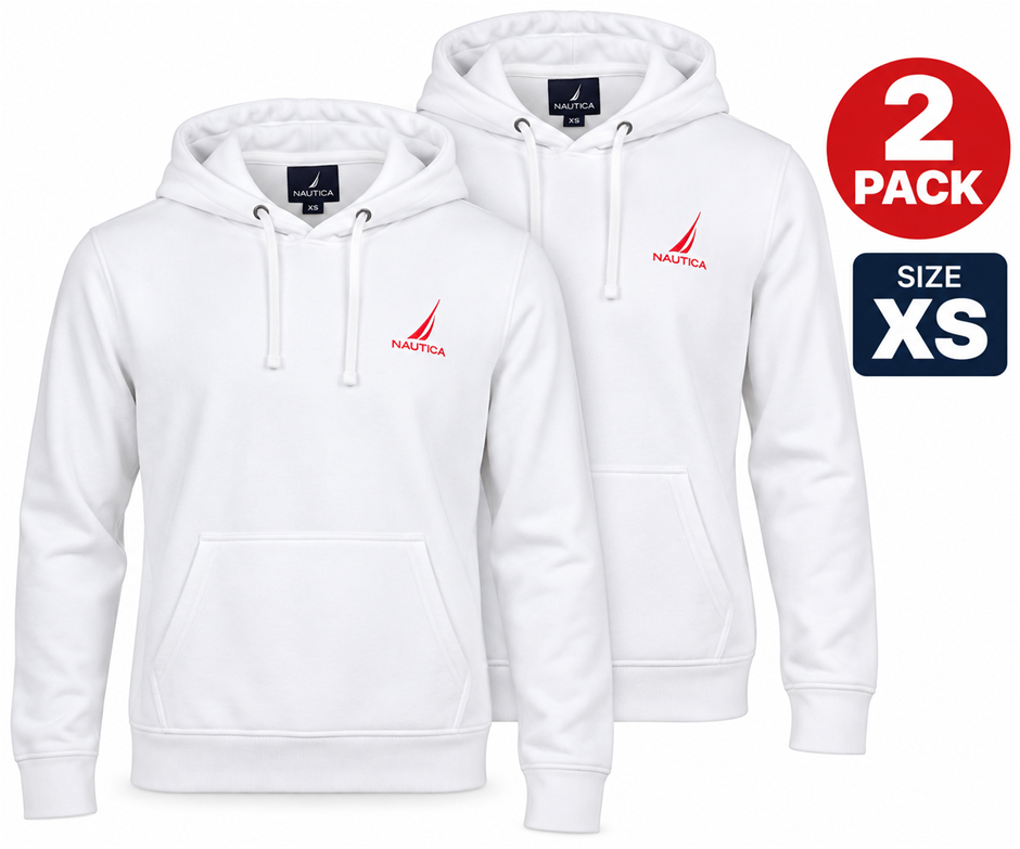 2 PACK NAUTICA Women's Alex OH Hoody, Size XS (UK), Cotton/Polyester, White