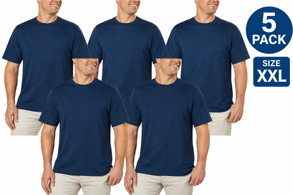 5 PACK KIRKLAND SIGNATURE Men's Short Sleeve Pima Cotton Slub T-Shirt, Size