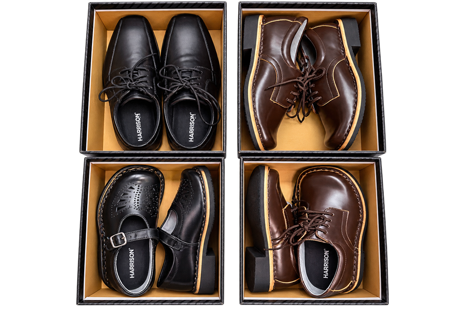4 PAIRS of HARRISON Assorted School Shoes, Mixed Styles, Assorted Sizes
