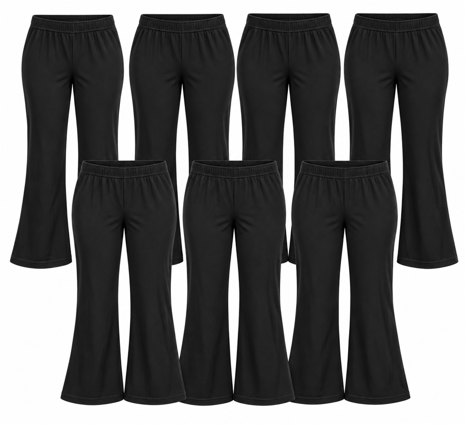 7 x Women's Black Stretch Flare Pants, Mixed Sizes