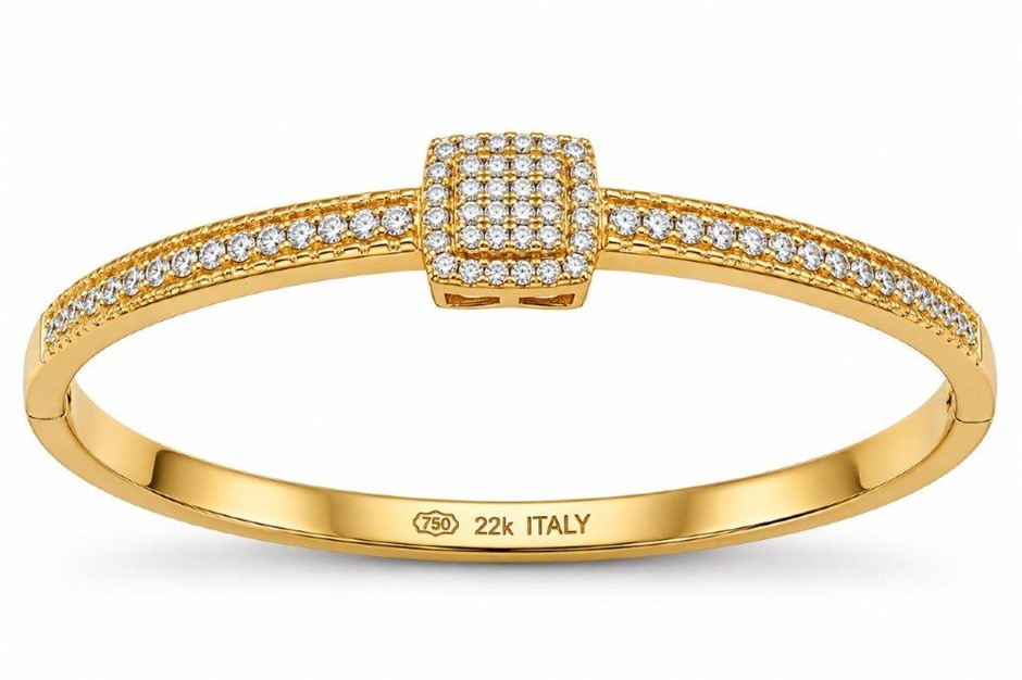 22K/Italy Yellow Gold Bonded Bangle -(stamped 22K/Italy)-Warranty Quality