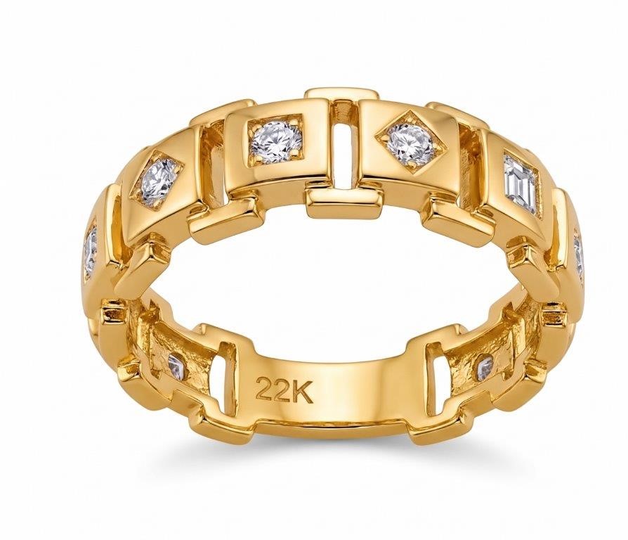 22K/Italy  Gold Bonded Ring -(stamped 22K/Italy)-Warranty Quality-8 US