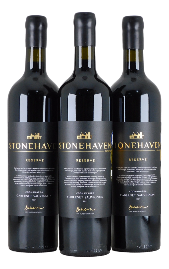 Stonehaven Reserve Cabernet Sauvignon 2021 (3x 750mL), SA.