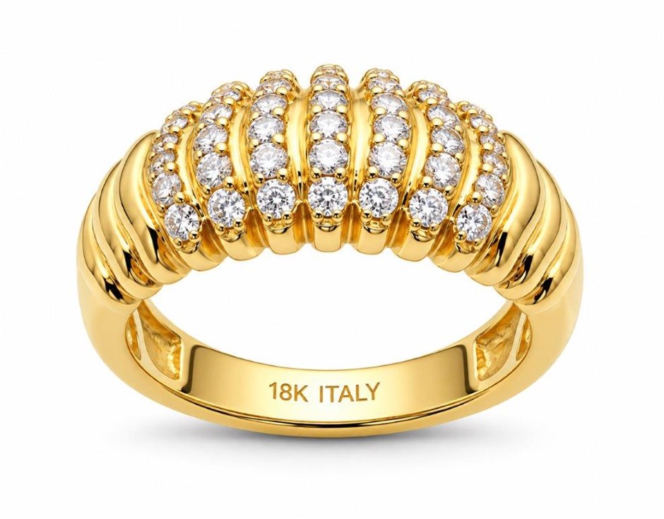 18K/ITALY Yellow Gold BondedRing -Quality Guarantee-7 US-Bonus Gift