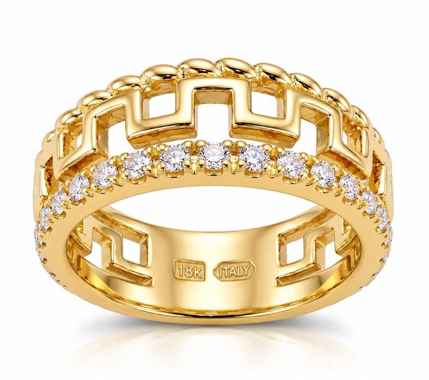 18K/ITALY Yellow Gold BondedRing -Quality Guarantee-8 US-Bonus Gift