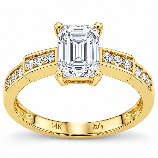 14K/Italy 0.5ct Emerald Cut Yellow Gold Bonded Ring(stamped) 7US
