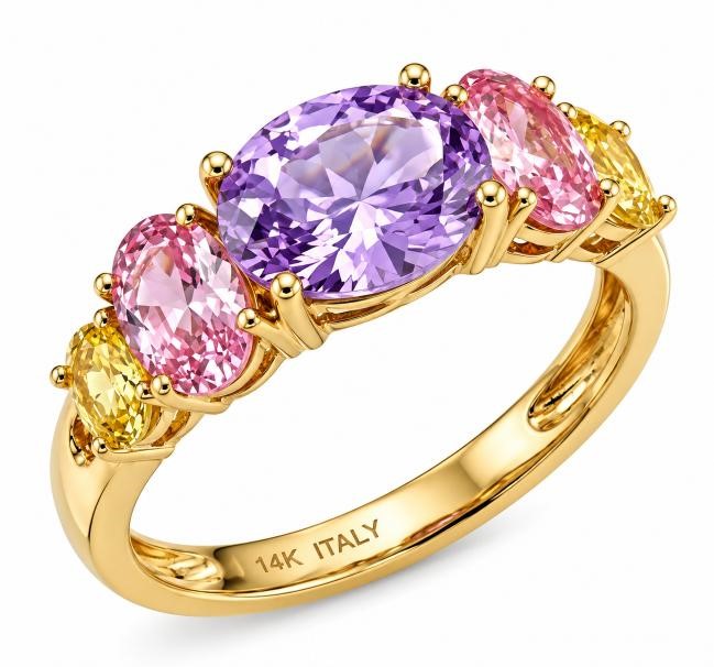 18K/Italy 3.0ctw Oval Cut Yellow Gold Bonded Ring(stamped) 8US