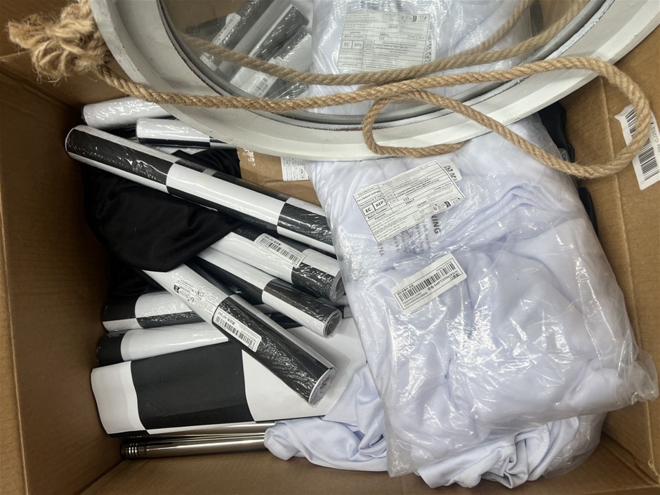Assorted Home Products; Incl. Curtains, Curtain Rods, Mirror & More. NB: Ph