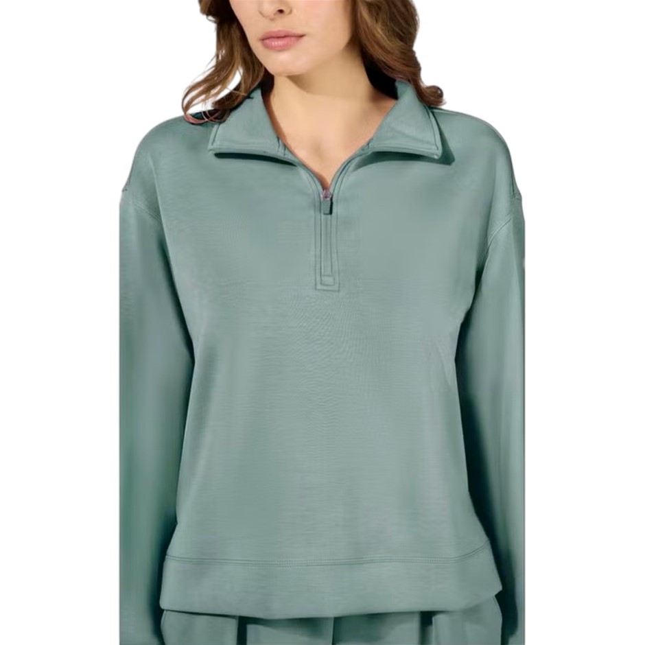 REFLEX Women's Scuba Half Zip Top, Size M, Green. NB: minor pull.