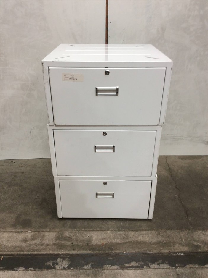 White 3-Drawer Lockable Metal Filing Cabinet