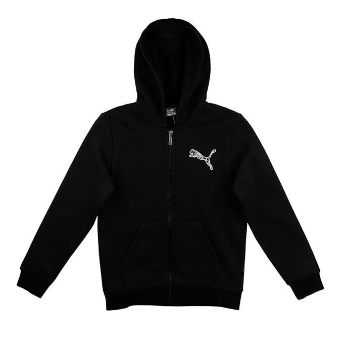 PUMA Junior's Graphic Jacket, Size S (7-8Y), 68% Cotton, Black.