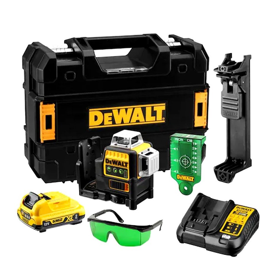 DeWALT 12V Li-ion Cordless 3 x 360° Green Beam Line Laser Level.