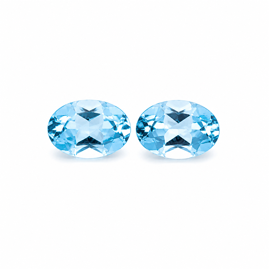 2 Pcs - 7 x 5 mm - Oval cut Blue Topaz