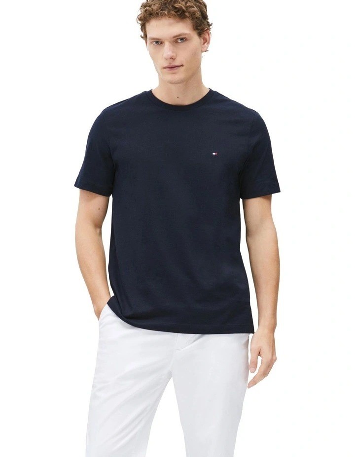 TOMMY HILFIGER Men's Nantucket S/S Tee, Size M, 100% Cotton, Navy Blue (DW5