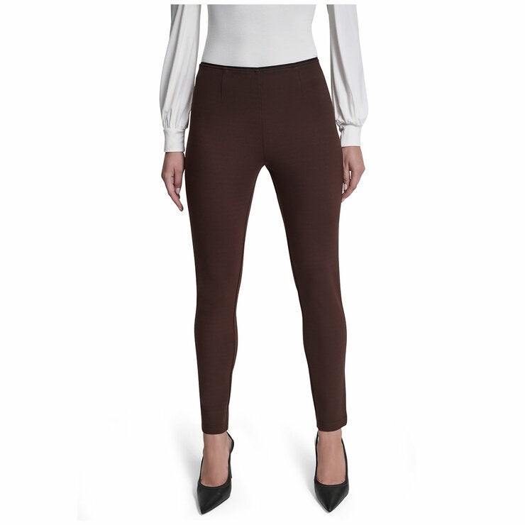 DKNY JEANS Women's Slim Ponte Pant, Size XL, Coffee Bean Brown (CBE).