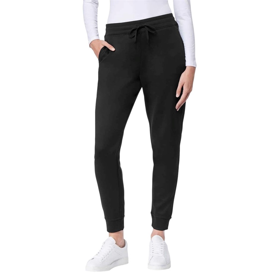 32DEGREES Women's Fleece Jogger Pants, Size L, Black.