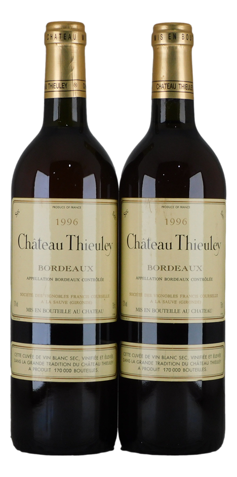 Chateau Thieuley Bordeaux Vin Blanc 1996 (2x 750mL), France.