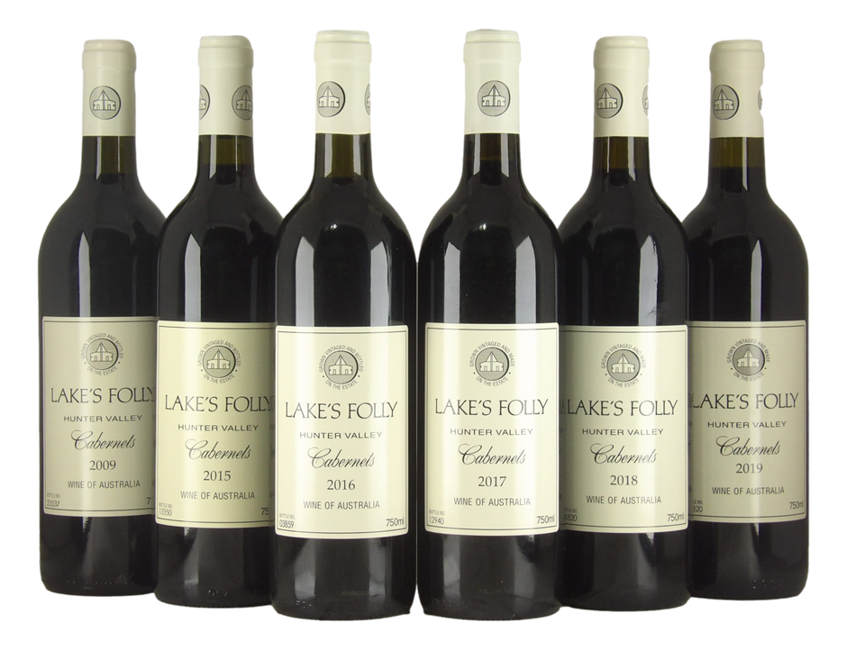Lake's Folly Cabernets Vertical 2009, 2015-2019 (6x 750mL), Hunter Valley.