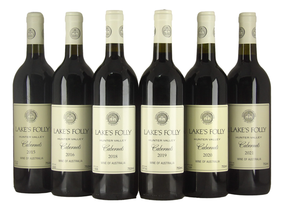 Lake's Folly Cabernets Vertical 2015, 2016, 2018-2021 (6x 750mL), Hunter