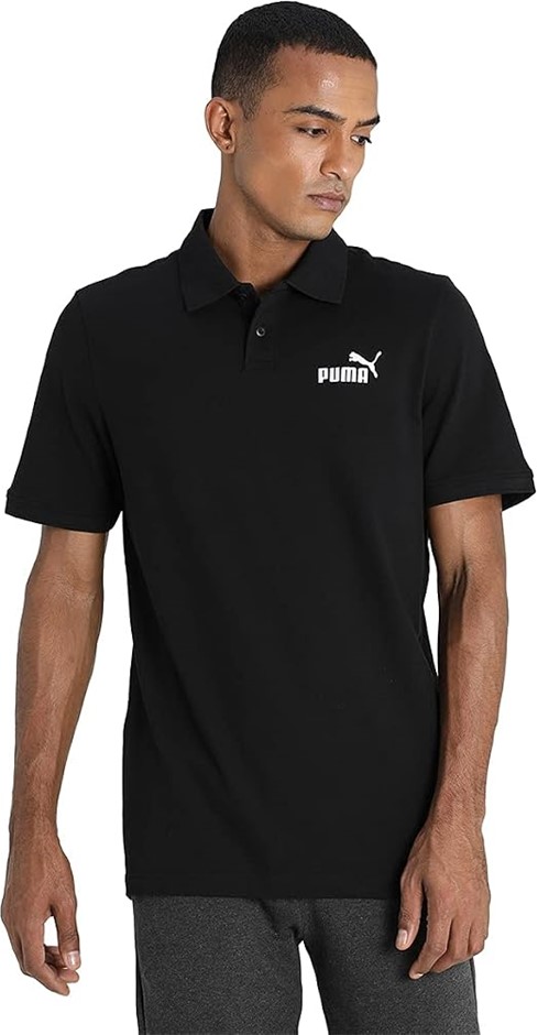 PUMA Men's Essential Pique Polo Shirt, Black, S