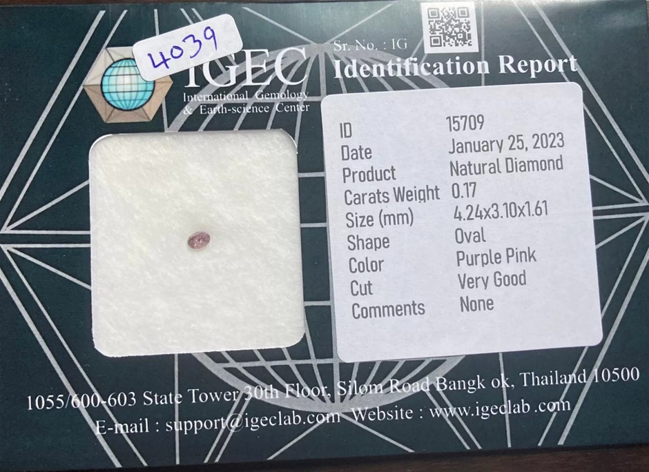 0.19ct Natural Pink Diamond with Valuation