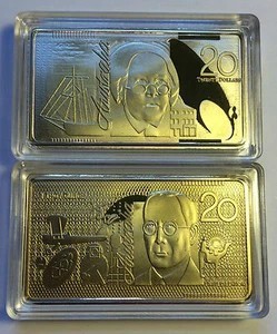 Gold Plated 1oz $20 Polymer Australian Note Series Ingot