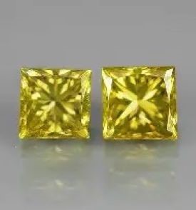 0.07 carat 2 princess cut Yellow diamond