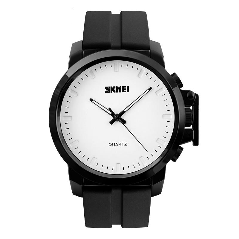 SKMEI Unisex Quartz Fashion Watch, 50mm, 30m WR, Silicone Strap, Black/Whit