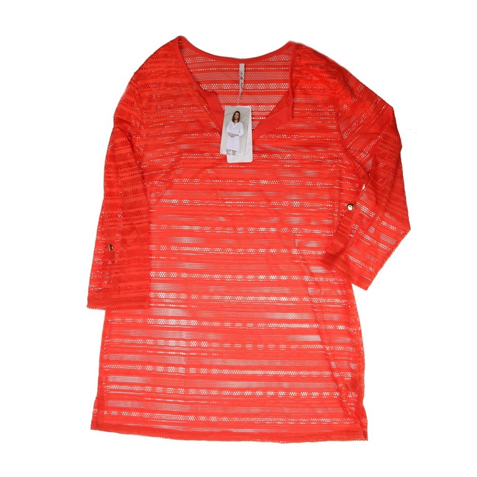 LEO & NICOLE Women's Mesh Beach Poncho, Size M, Poppy Bloom.  Buyers Note -