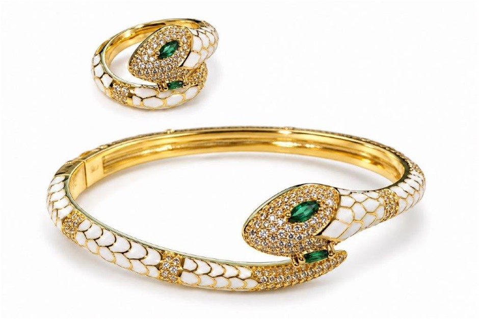 Jewelz Merchants Black Friday Special – Gold-Plated Snake Bangle & Ring Set
