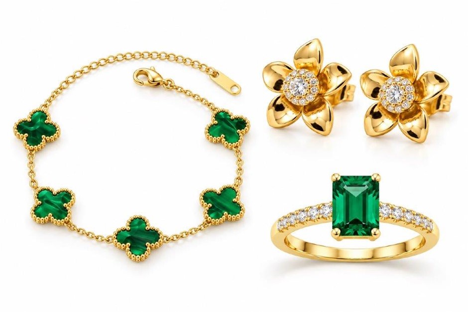 Jewelz Merchants Black Friday Special – Green Bracelet, Ring & Earrings Set