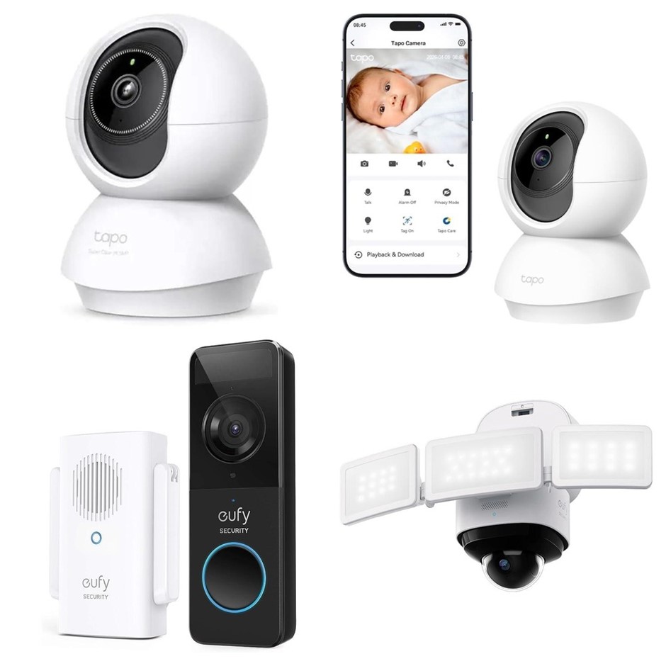 4 x Assorted Security Cameras, RRP: -$720, Incl: 1 x TP-Link Tapo C200 1080