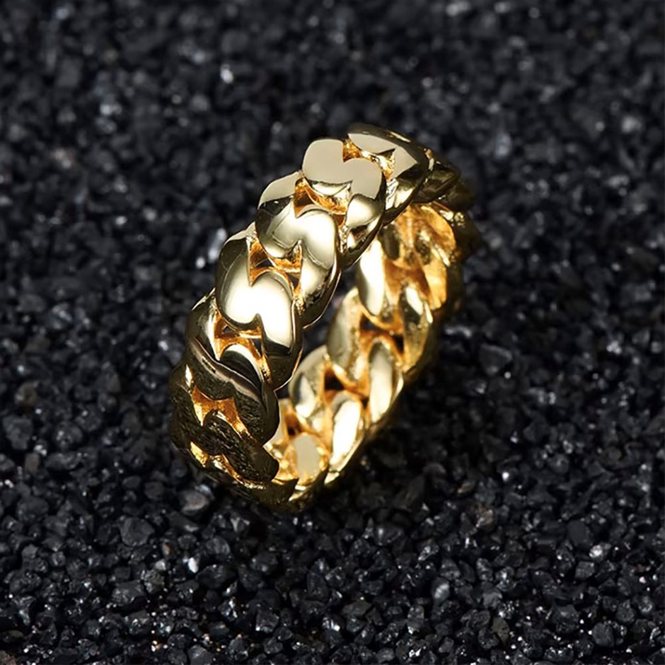 18K Gold-Filled Cuban Style Link Ring - Size 7