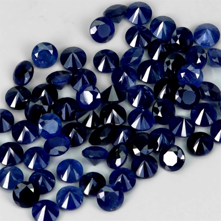 3.45ct Round Diamond Cut Rich Blue Heated Sapphire - 67Pcs