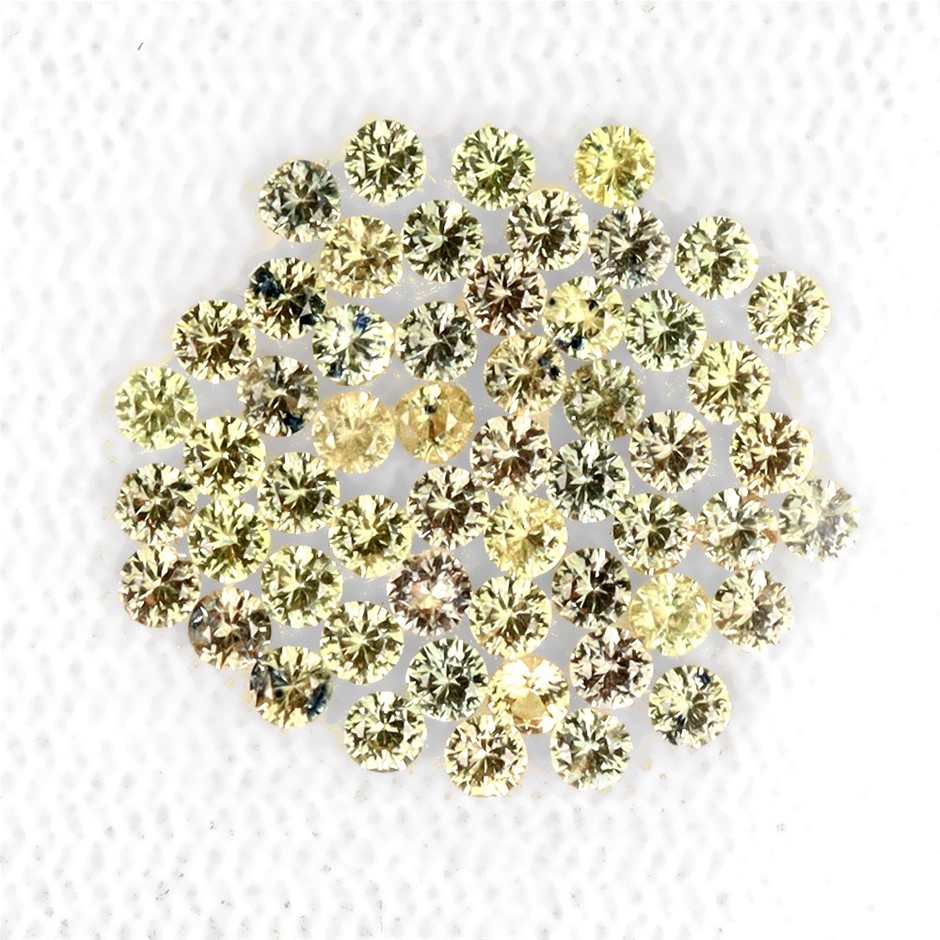 2.13ct Round Diamond Cut Rich Orange-Yellow Heated Sapphire - 55Pcs