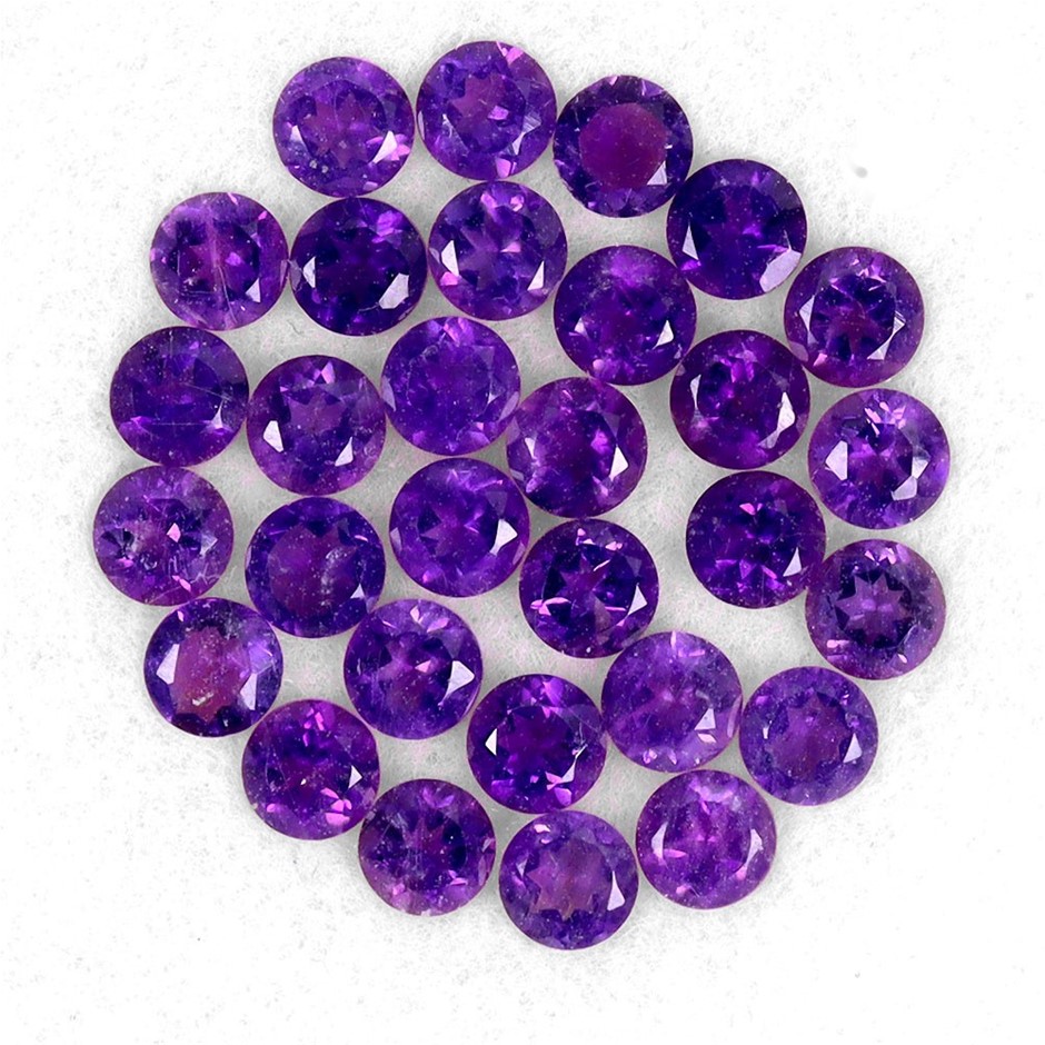 4.22ct Round Facet Cut Unheated Purple Amethyst - 30Pcs