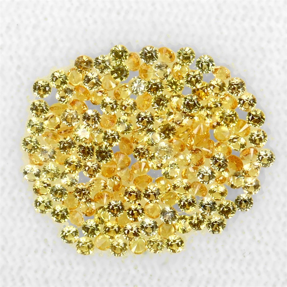 3.08ct Round Diamond Cut Rich Yellow Heated Sapphire - 151Pcs